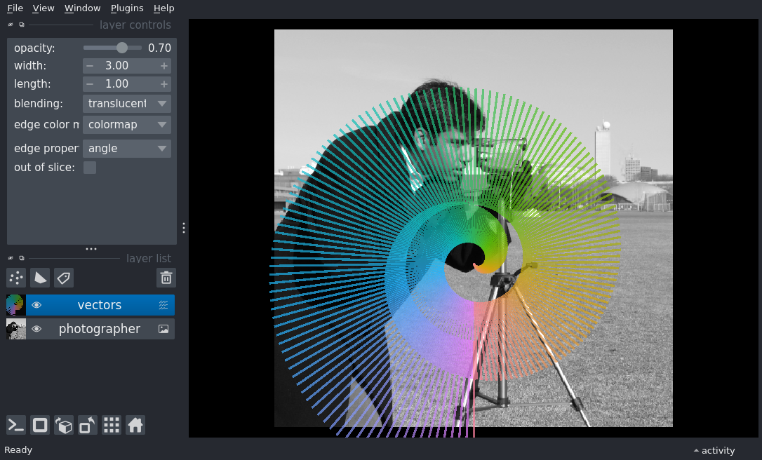 add vectors color by angle