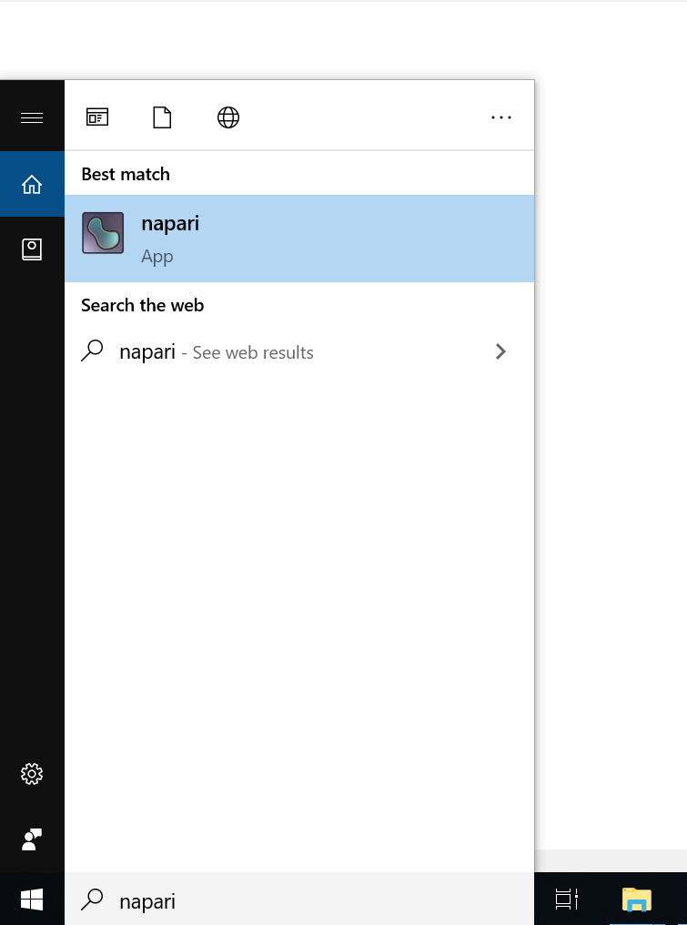 image: Windows launch napari from startmenu